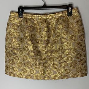 J. Crew gold floral metallic silk mini skirt 4
